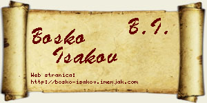 Boško Isakov vizit kartica